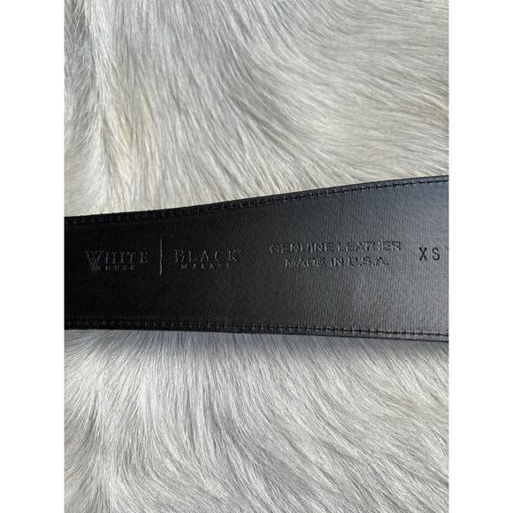 Vintage Black Broad Belt Leather  White House Black Market XS USA - Picture 1 of 6